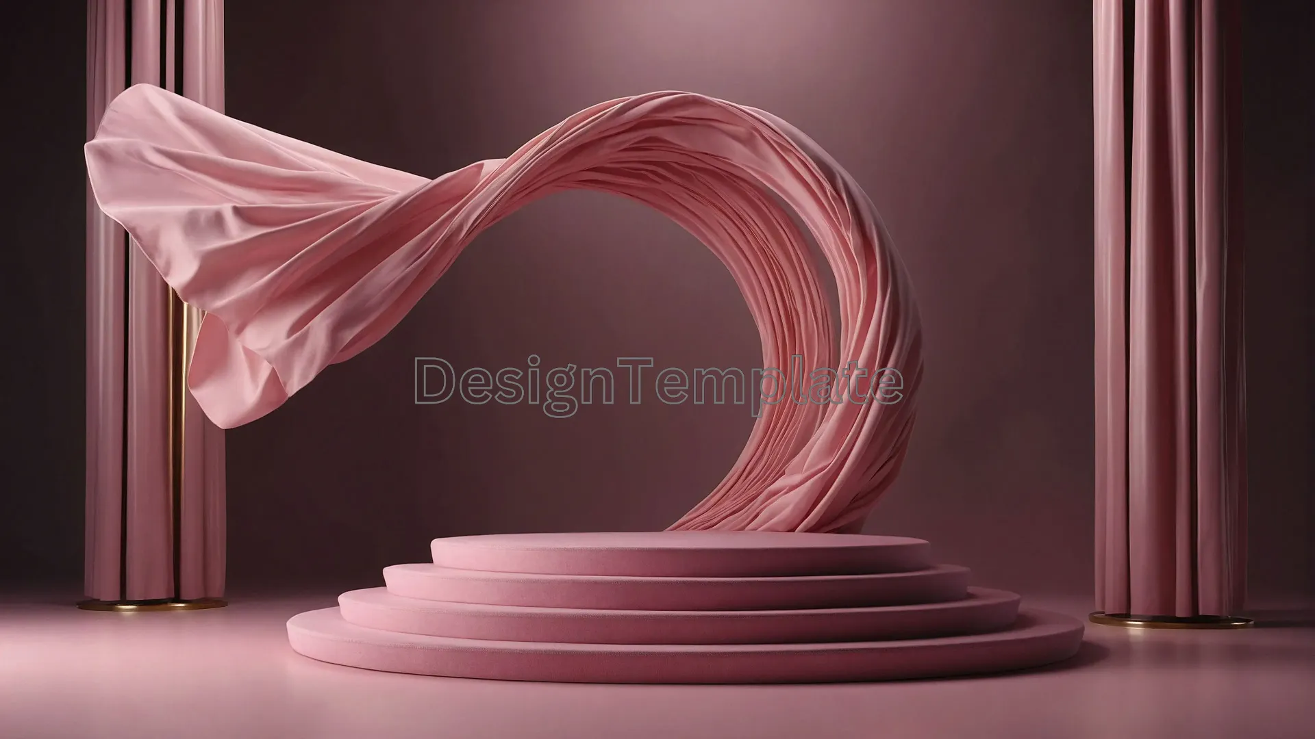 Stylish 3D Podium with Luxury Pink Cloth Background image